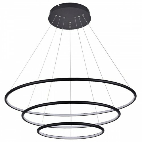 PENDENTE LED 3 AROS 117W LUZ AMARELA 3000K QUENTE Ø80X110CM